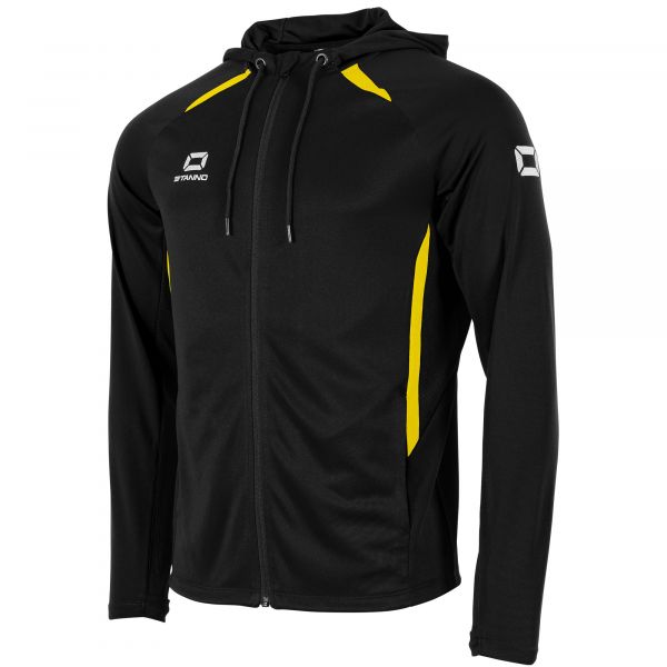 Stadio Hooded Full Zip Top — Black-Yellow