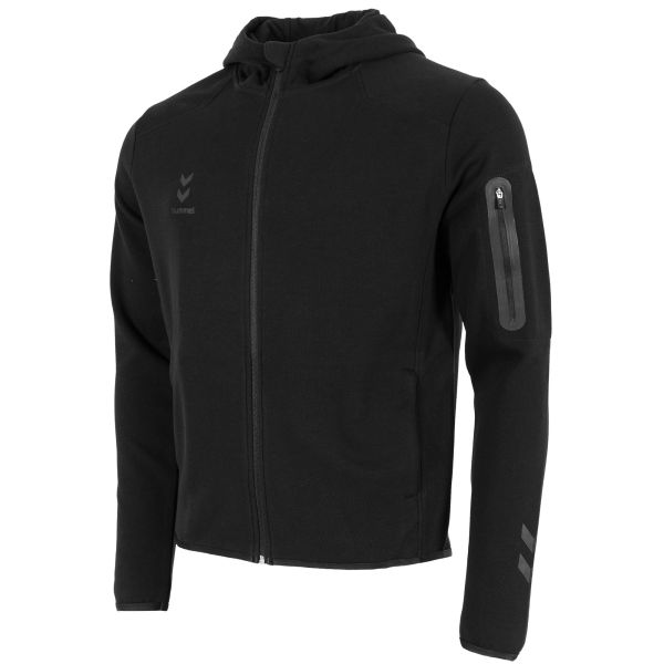 Ground Hooded Full Zip Sweat Top — Black