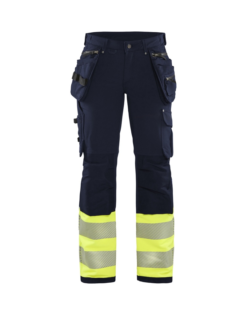 7193 Dames High Vis werkbroek 4-weg stretch met gereedschapszakken