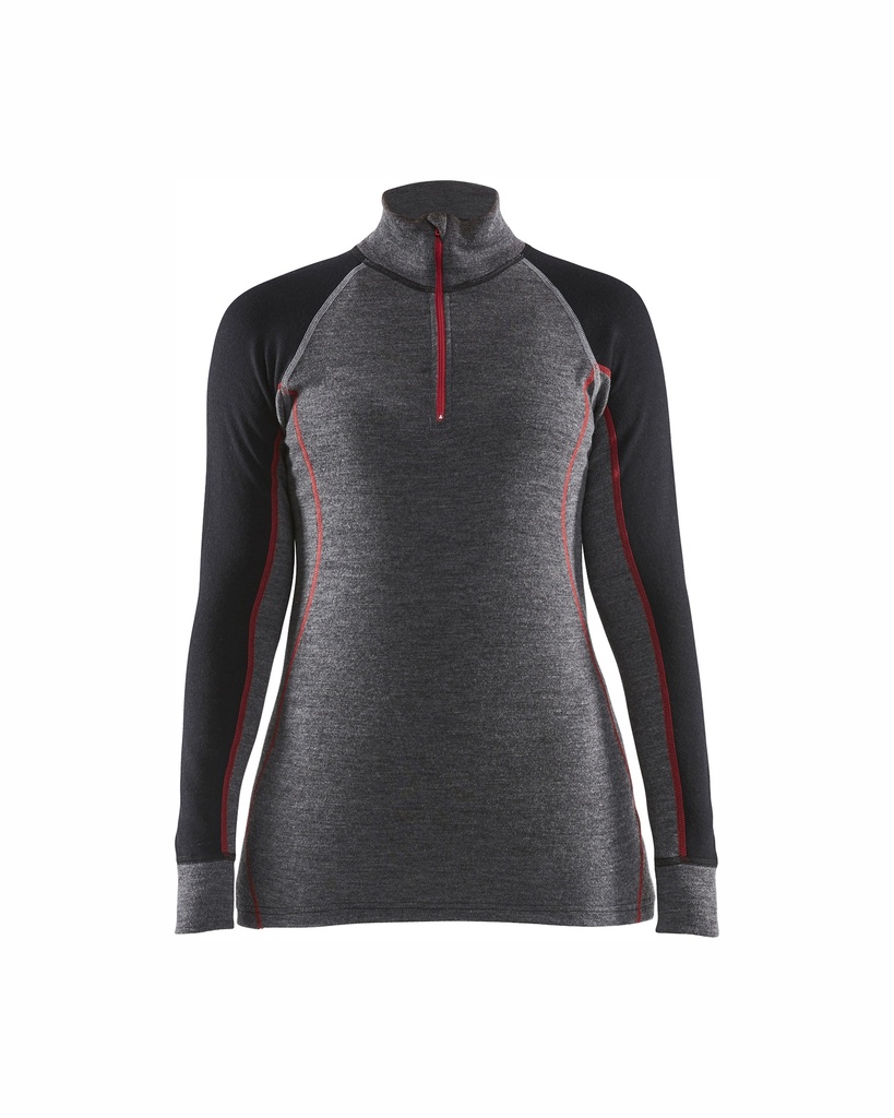 7299 Dames Onderhemd met halve rits merinowol XWARM