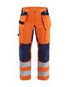 7163 Dames High Vis Werkbroek met stretch en gereedschapzakken