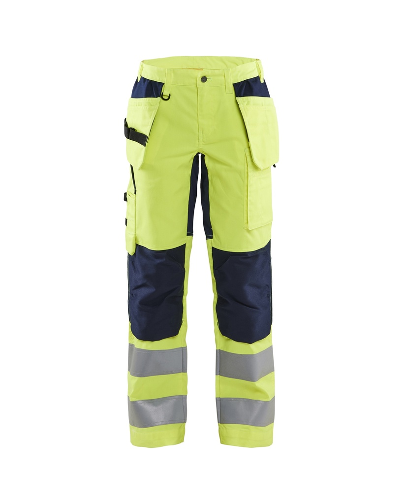 7163 Dames High Vis Werkbroek met stretch en gereedschapzakken