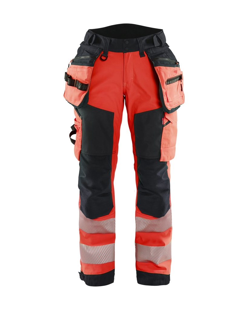 7118 Dames High Vis werkbroek softshell met gereedschapszakken