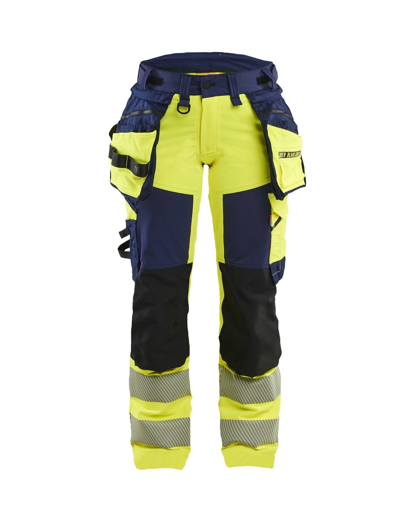 7022 Dames High Vis werkbroek 4-weg stretch met gereedschapszakken