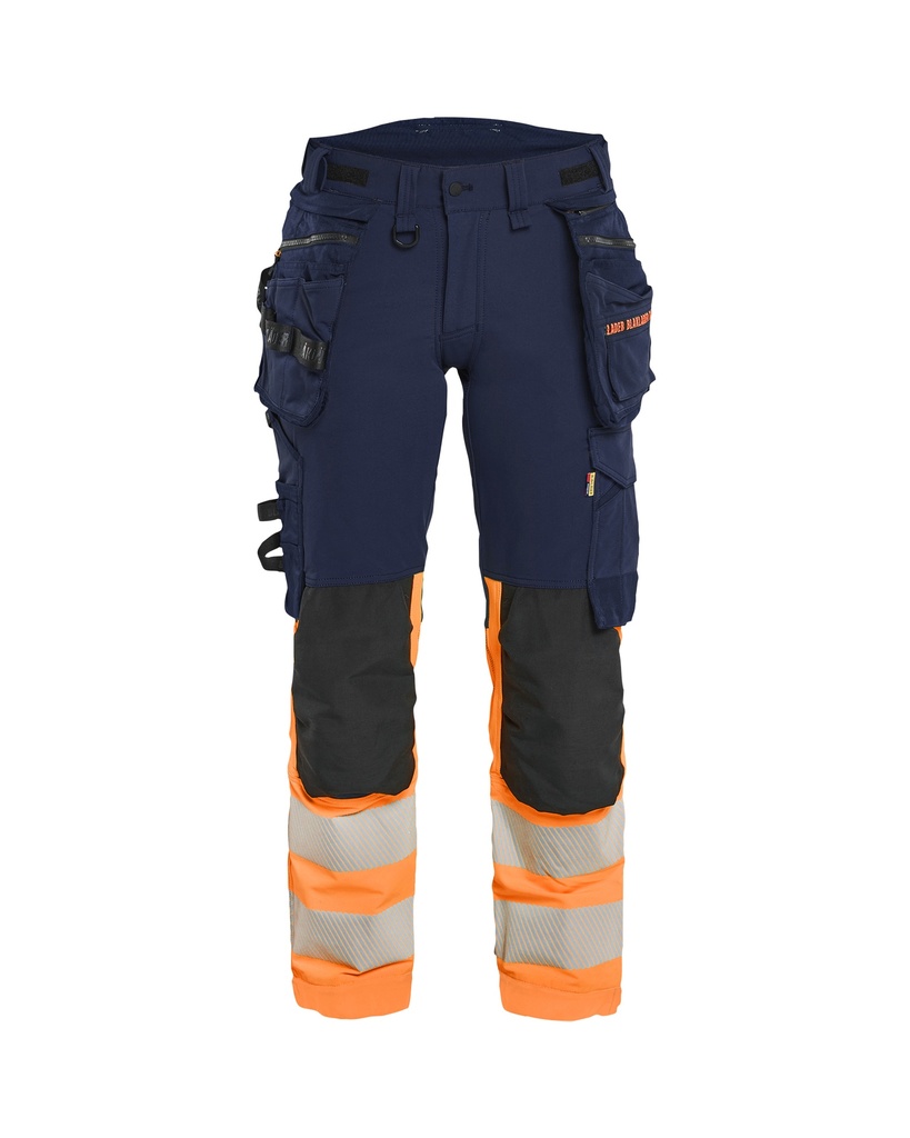 7025 Dames High Vis werkbroek 4-weg stretch met gereedschapszakken