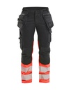 7030 Dames High Vis Werkbroek Stretch met gereedschapszakken