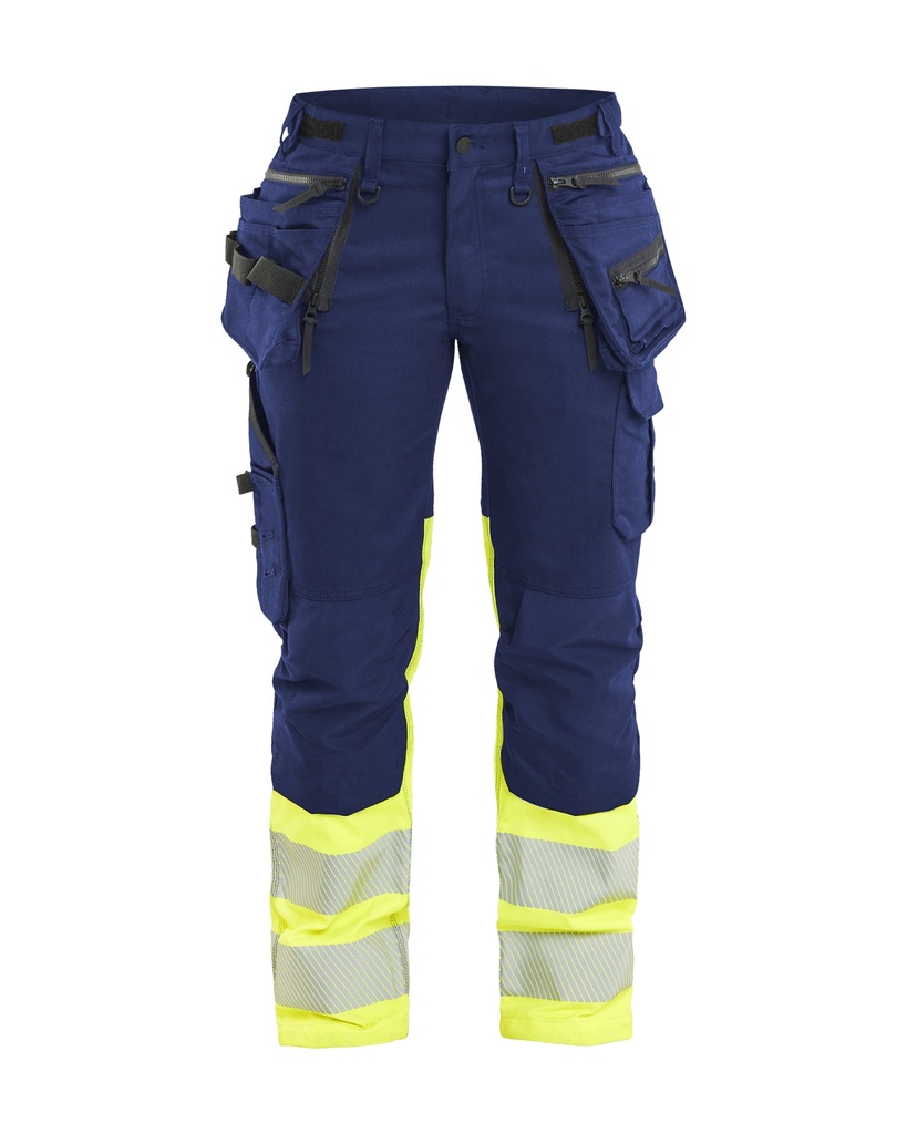 7030 Dames High Vis Werkbroek Stretch met gereedschapszakken
