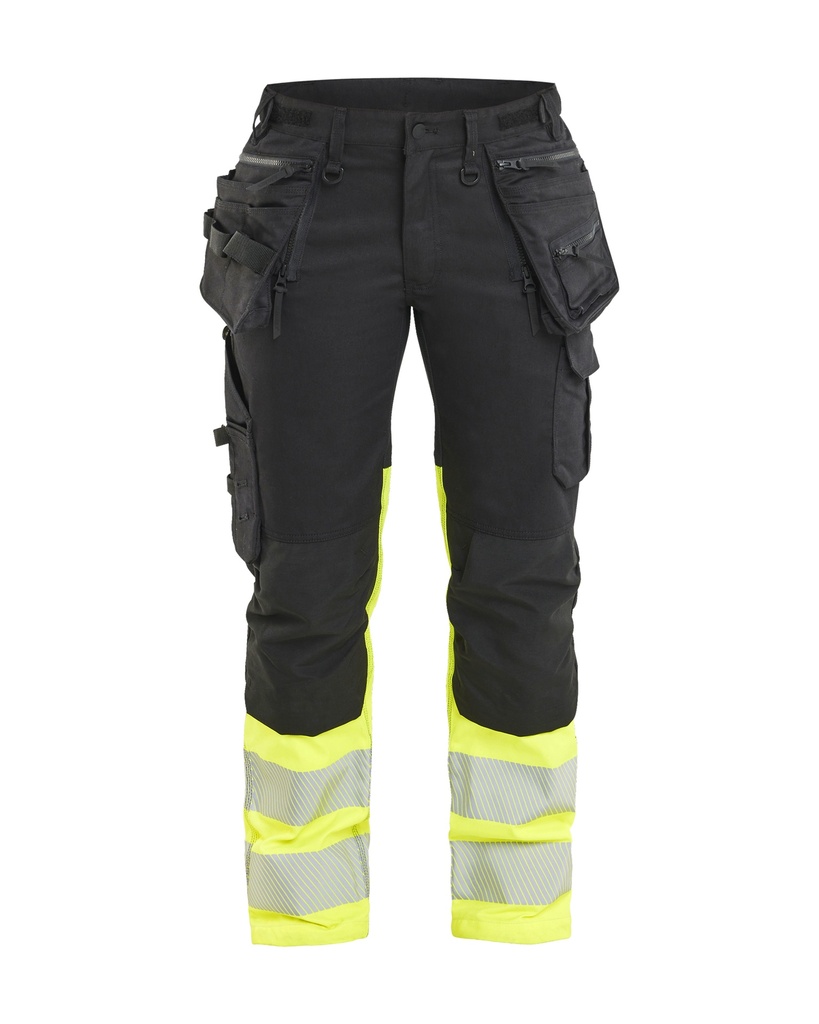 7030 Dames High Vis Werkbroek Stretch met gereedschapszakken