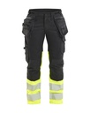 7030 Dames High Vis Werkbroek Stretch met gereedschapszakken