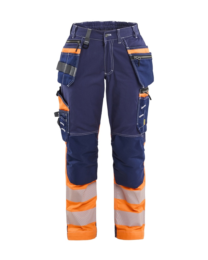7196 Dames High Vis werkbroek met Stretch en gereedschapszakken