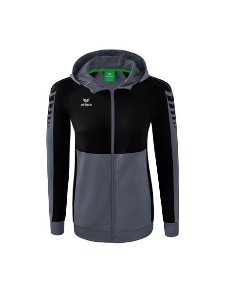 Six Wings trainingsjack met capuchon slate grey/zwart Dames