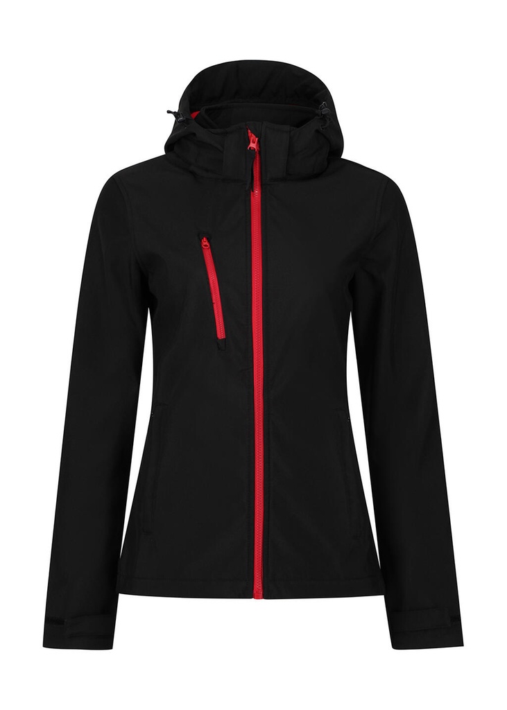 Women's Venturer 3-Layer Hooded Softshell Jacket Black/Red