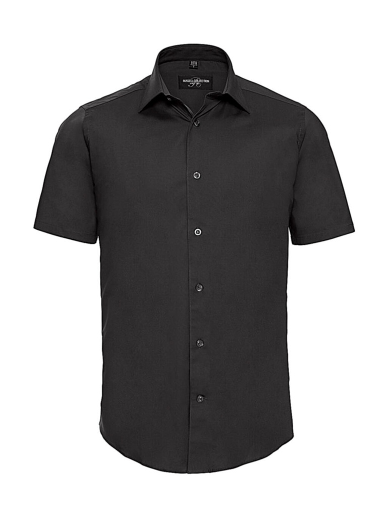 Fitted Short Sleeve Stretch Shirt Black