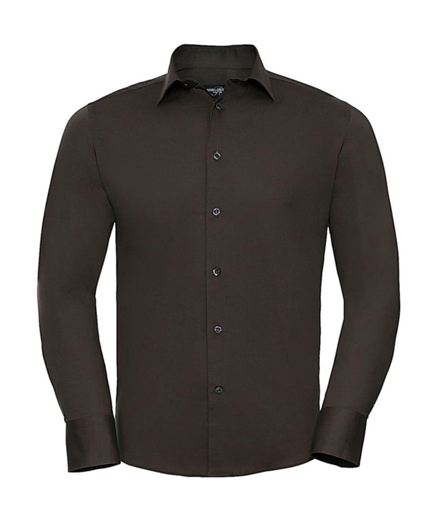 Fitted Long Sleeve Stretch Shirt Chocolate