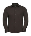 Fitted Long Sleeve Stretch Shirt Chocolate