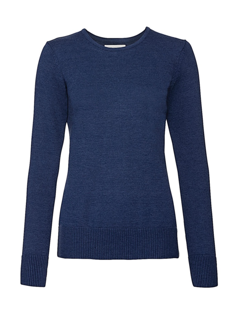 Ladies' Crew Neck Knitted Pullover Denim Marl