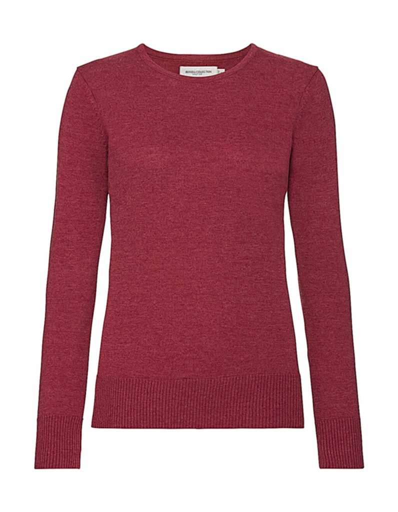 Ladies' Crew Neck Knitted Pullover Cranberry Marl