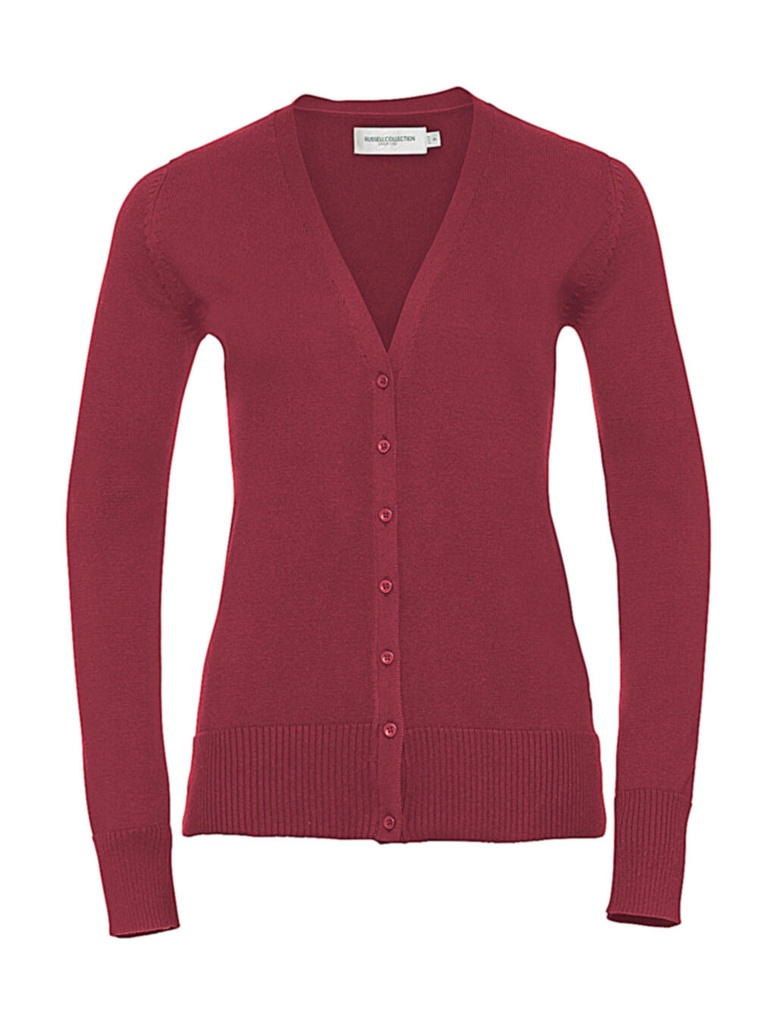 Ladies’ V-Neck Knitted Cardigan Cranberry Marl