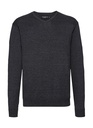 Men's V-Neck Knitted Pullover Charcoal Marl