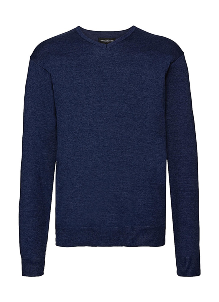 Men's V-Neck Knitted Pullover Denim Marl