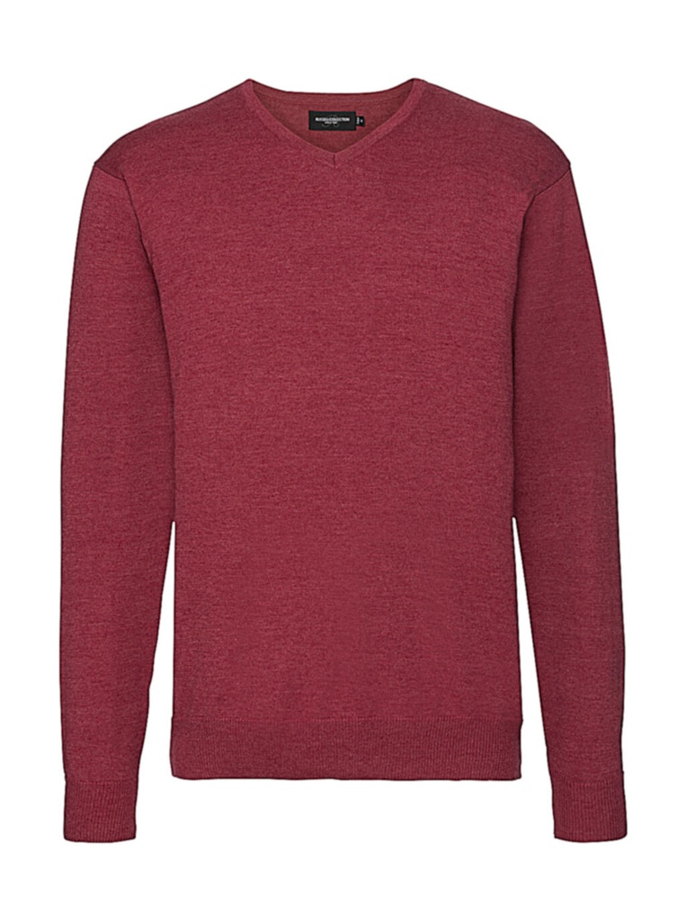 Men's V-Neck Knitted Pullover Cranberry Marl