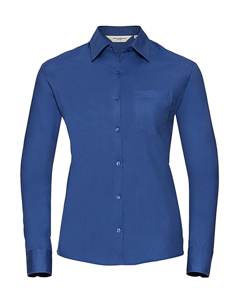 Ladies' Cotton Poplin Shirt LS Aztec Blue