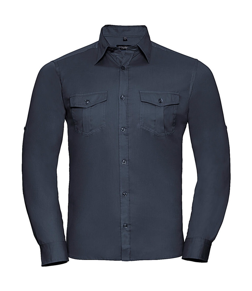 Roll Sleeve Shirt Long Sleeve French Navy