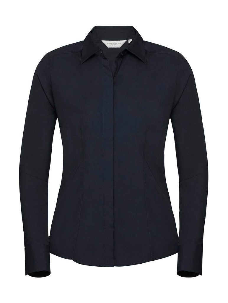Ladies' LS Fitted Poplin Shirt French Navy