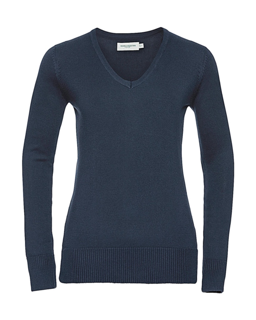 Ladies’ V-Neck Knitted Pullover French Navy