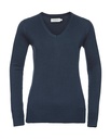 Ladies’ V-Neck Knitted Pullover French Navy