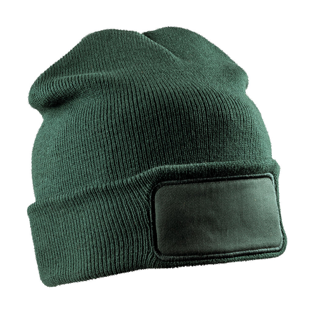 Recycled Double Knit Printers Beanie Bottle Green