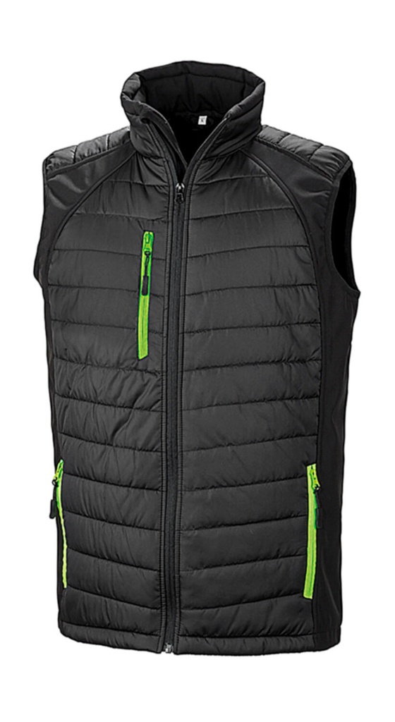 Compass Padded Softshell Gilet Black/Lime