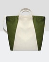 Kiyomi Contrast Satin Shopper Natural/Olive Green