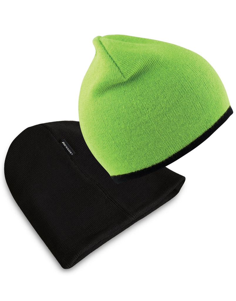 Soft Feel Cuffless Reversible Beanie Lime/Black
