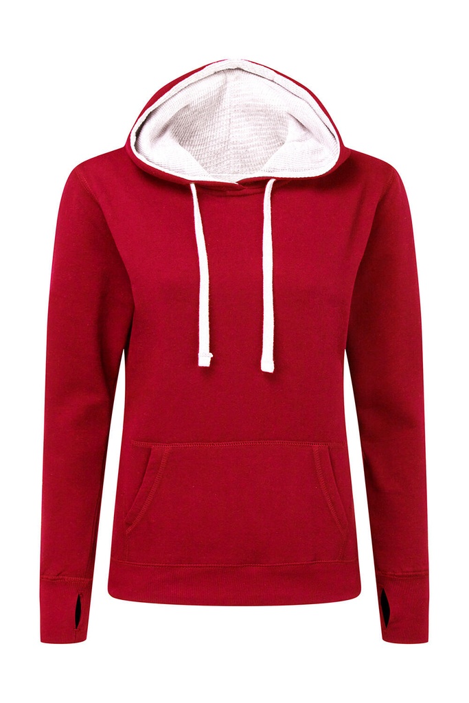 Contrast Hooded Sweatshirt Women Red/White