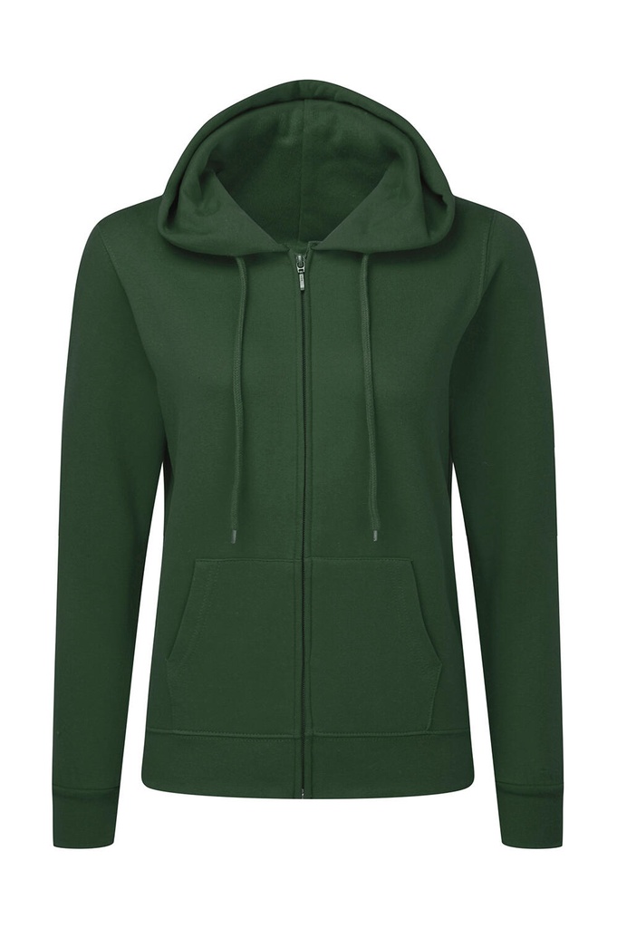 Hooded Full Zip Women Bottle Green
