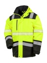 Printable Waterproof Softshell Safety Coat Fluorescent Yellow/Black