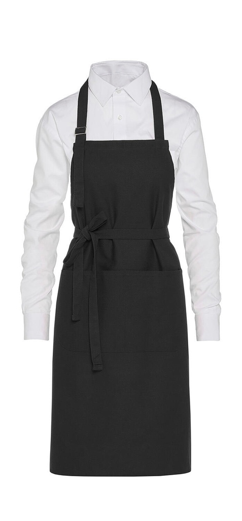 LISBON - Cotton Heavyweight Bib Apron with Pocket Black