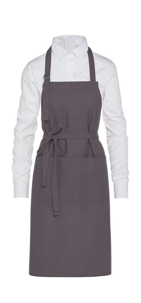LISBON - Cotton Heavyweight Bib Apron with Pocket Grey