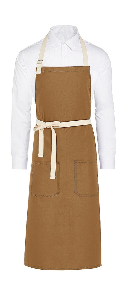 SANTORINI - Contrasted Bib Apron with Pocket Caramel