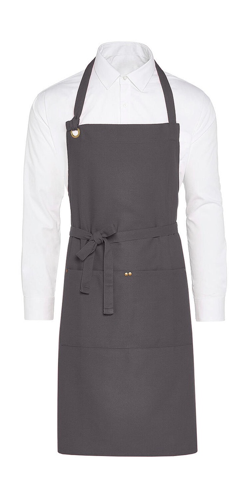 PROVENCE - Eyelet Bib Apron with Pocket Grey