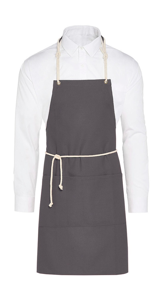 CORSICA - Cord Bib Apron with Pocket Grey