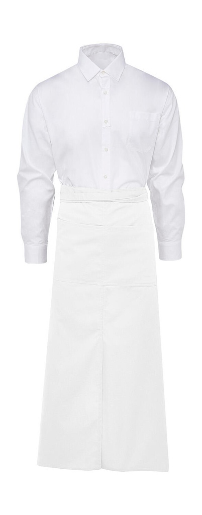 BERLIN Long Bistro Apron with Vent and Pocket White