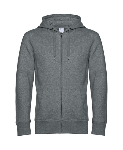 KING Zipped Hooded Heather Mid Grey