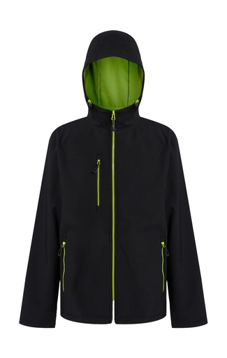 Navigate 2-Layer Hooded Softshell Jacket Black/Lime Green