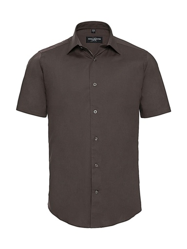 Fitted Short Sleeve Stretch Shirt Chocolate