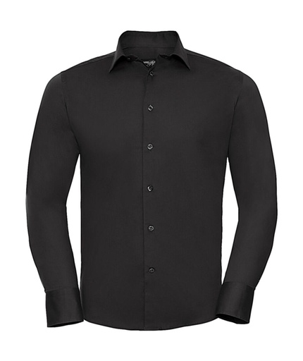 Fitted Long Sleeve Stretch Shirt Black