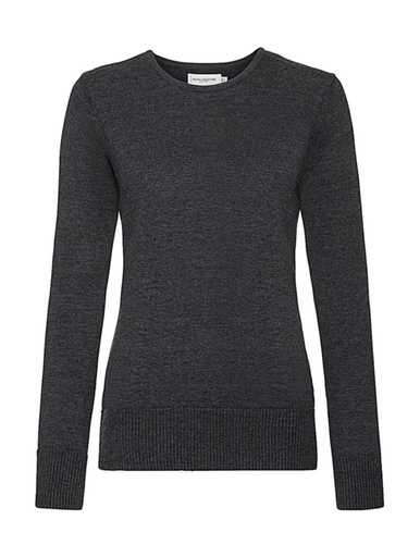 Ladies' Crew Neck Knitted Pullover Charcoal Marl