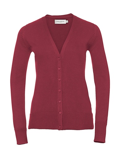 Ladies’ V-Neck Knitted Cardigan Cranberry Marl