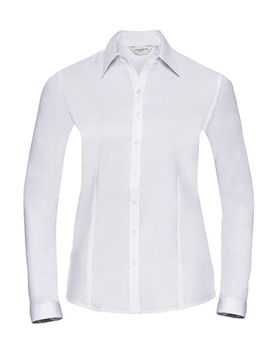 Ladies' LS Herringbone Shirt White